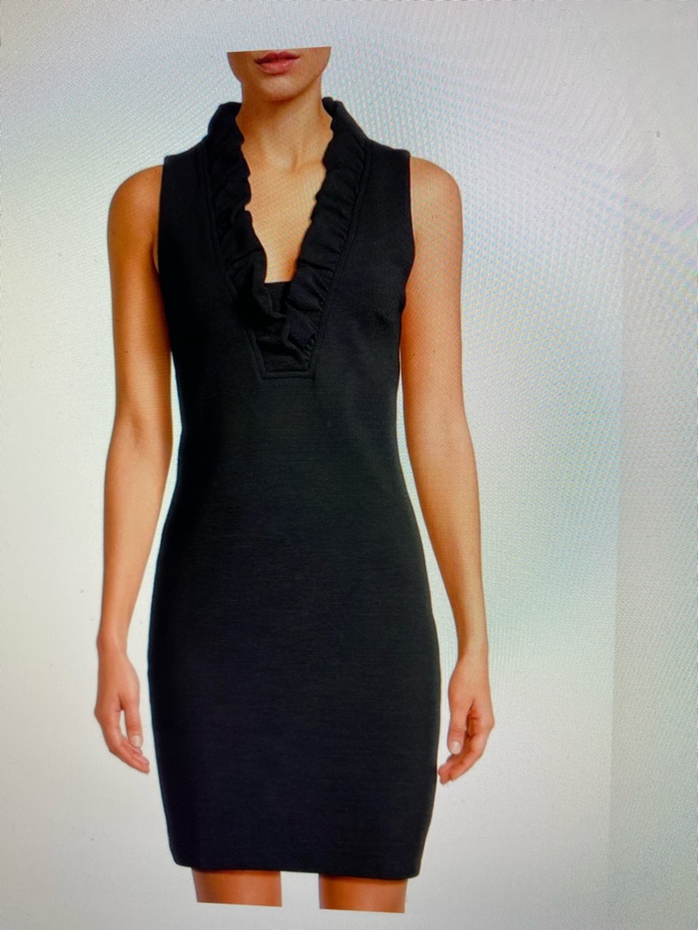 Lilly Pulitzer Black Sleeveless Ruffled V-Neck Sheath Dress